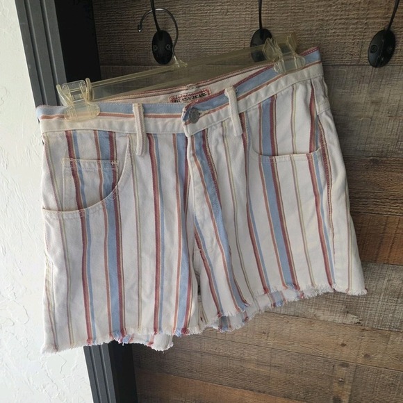 GUESS JEANS Pants - GUESS JEANS Vintage Striped High Rise Denim Shorts Women's 29, retro, oop, rare